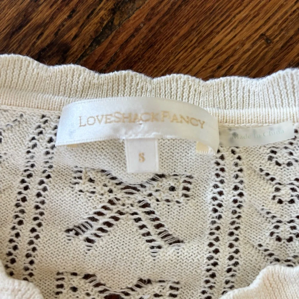 LoveShackFancy Women’s Ancora Ruffle Pointelle Knit Sweater - Picture 5 of 8